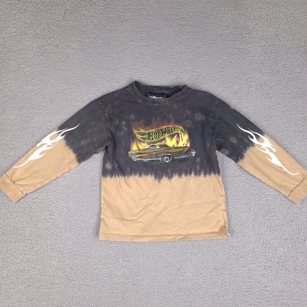 Forever 21 Hotwheels T- Shirt Girls‎ Youth Size 7/8 Black Brown Long Sleeve